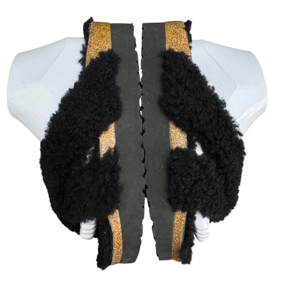 Birkenstock Papillio Daytona Black Shearling Slide Sandals, Size 38 NWOB - Picture 5 of 7